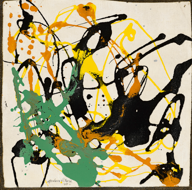 Jackson Pollock's Number 28 painting illustrating meaning saturation and information overload in modern life